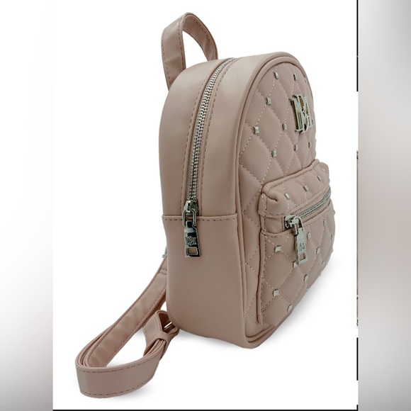 Badgley Mischka Mini Quilted Studded Backpack Blush - Picture 2 of 3